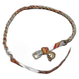 Dolce & Gabbana Gürtel Leder Kette Stoff Mehrfarbig