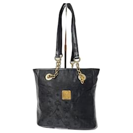 MCM Vintage Visetos Nylon Shopping Tote Bag Black