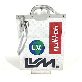 Borsa a spalla verticale piatta bianca Monogram Louis Vuitton