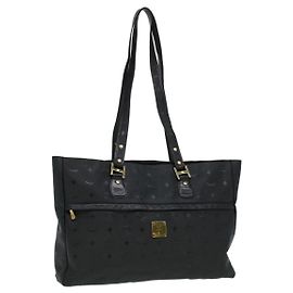 Borsa a spalla MCM Vicetos Logogram in pelle PVC nera Auth ti758