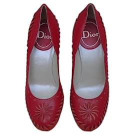 Dior High Heels Leder Rot Orange 37 FR