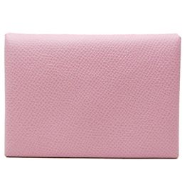 Tarjetero de cuero Epsom Calvi Duo de Hermès