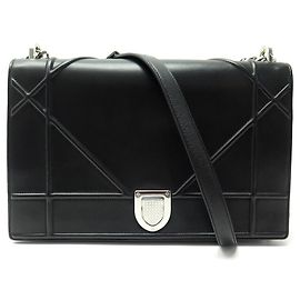 NUOVO BORSO A MANO CHRISTIAN DIOR DIORAMA GRANDE A TRACOLLA IN PELLE NERA