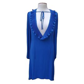 Balenciaga Asymmetrisches Kleid Blau aus Polyester