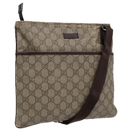 Borsa a spalla GUCCI GG Supreme in PVC pelle beige argento 141626 Auth 89139