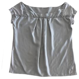 top in beige bi-materiale Adolfo Dominguez taglia 36-38