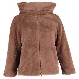 Chaqueta con capucha de piel sintética Herno en poliéster marrón