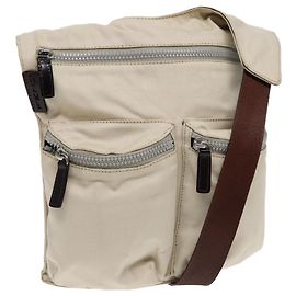 FENDI Schultertasche aus Canvas Leder Beige Braun Silber Authentisch ar12463
