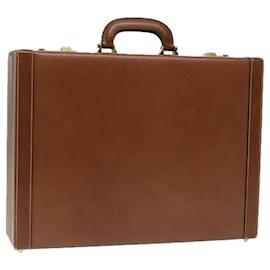 LOEWE Anagram Valigetta in Pelle Marrone Oro Auth 88655 - Loewe
