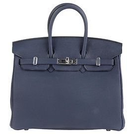Hermès Birkin 25 Borsa in pelle blu