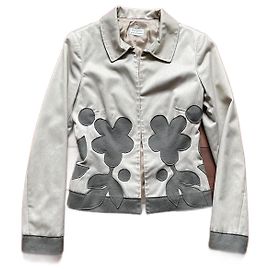 Philosophy di Alberta Ferretti Jacke Grau Beige mit Stickerei