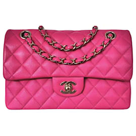 Borsa classica a doppio flap senza tempo CHANEL caviar rosa 2.55