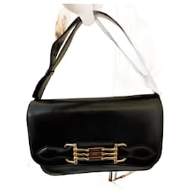 Céline Crecy Vintage Handtasche aus schwarzem Leder
