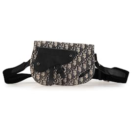 Borsa messenger Saddle in tela blu obliqua Dior