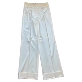 Pantalones anchos de lana color marfil Blue Les Copains