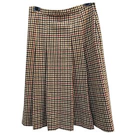 Gonna Burberrys in lana marrone con motivo pied de poule 36