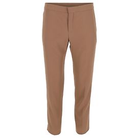Chloé Mid-Waist Straight-Leg-Hosen aus brauner Wolle