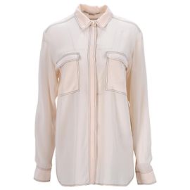 Stella Mc Cartney Camisa de manga larga con dos bolsillos Stella McCartney en satén crepé ligero melocotón.