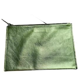 Clutch XL in pelle iridescente verde Stéphane Verdino