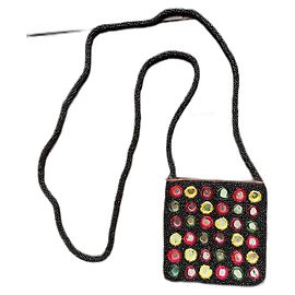 Autre Marque Marion Godart Mini Borsa a Spalla in Tessuto Ricamato Nero