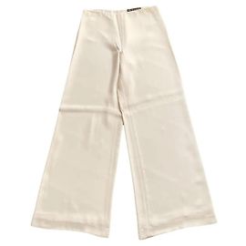 Ralph Lauren Black Label Seidenhose weit geschnitten Creme