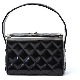 Chanel 1997 Sac Clássico Preto em Couro Laqueado Matelassé