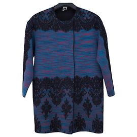Missoni Wollmantel rosa türkis und schwarz