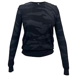 Maglione in lana nera con collo rotondo stampato MCQ di Alexander McQueen