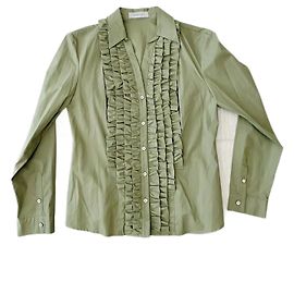Camicia Toni Gard in cotone con plastron arricciato Khaki