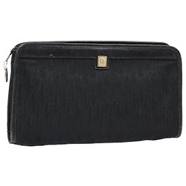 Borsa clutch in tela Trotter Christian Dior nera argento autentica ep5605