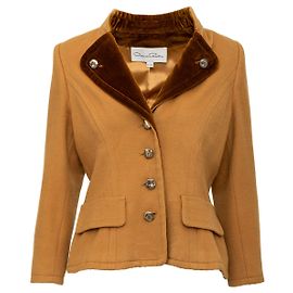 Oscar de la Renta Velvet Collar Wool Jacket