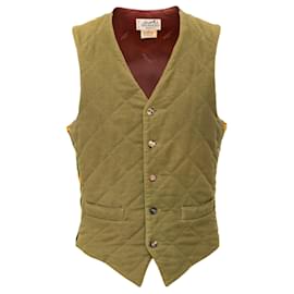 Chaleco Hermès de algodón acolchado y seda verde oliva