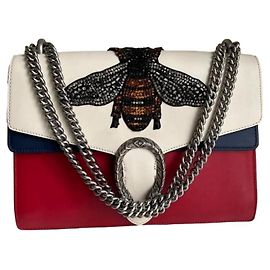Gucci Dionysus Leder Handtasche Blau Rot Creme Schmetterling
