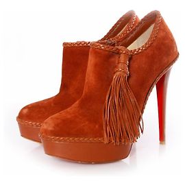 Botines de plataforma de ante/cuero marrón Christian Louboutin