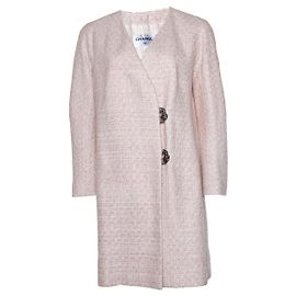 Abrigo de tweed lurex rosa de Chanel