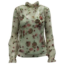 Blusa de malla bordada floral Luisa Beccaria en poliéster multicolor