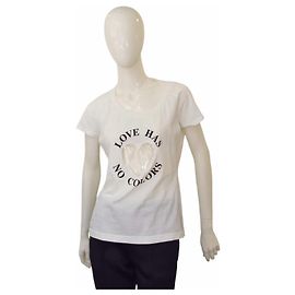 Camiseta blanca de algodón Moschino Jeans Love Has No Colors