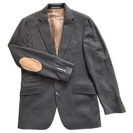 Autre Marque Woll und Kaschmirjacke mit Lederpatches Braun Größe 52