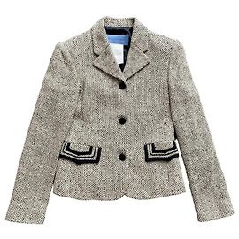 Rena Lange Wolljacke im Tweed-Stil Schwarz Beige