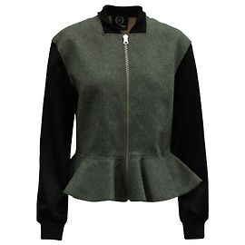 Autre Marque MCQ von Alexander McQueen Peplum Bomberjacke aus schwarzer und grauer Wolle