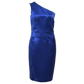 Michael Kors Mini Kratz-Effekt Ein-Schulter Kleid aus blauer Satin