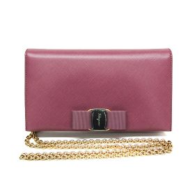 Portafoglio a catena/spalla in pelle rosa Vara di Salvatore Ferragamo