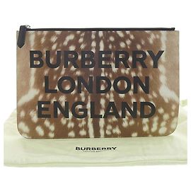 Borsa a mano leopardata Burberry Londra marrone