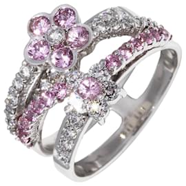 Anello in diamante con zaffiro rosa Pt900 - Autre Marque