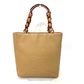 Borsa tote in pelle di caviale Chanel con guscio di tartaruga