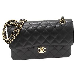 Chanel Classic Matelassé 2-Wege Tasche aus genarbtem Kalbsleder Schwarz mit goldener Hardware A01113 Y01864 C3906