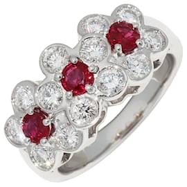 Anello in rubino e diamante Pt900 - Autre Marque