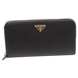 Portafoglio lungo con zip rotonda in pelle Saffiano Prada 1ML506