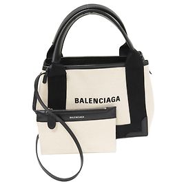 Borsa Cabas 2way in tela di vitello navy Balenciaga 390346