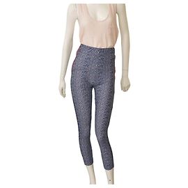Leggings impresos en azul, negro y blanco de cintura alta Moncler Grenoble con bolsillo con cremallera